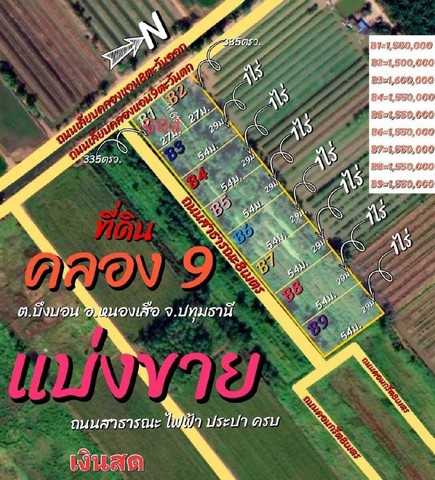 ขายที่ดิน ไม่ไกลจากกรุงเทพ บรรยากาศดี คลอง 9 หนองเสือ จ.ปทุมฯ ที่ดินติดถนน ที่ดินปลูกบ้าน ทำโคกหนองนา ซื้อเก็บ บ้านสวนวัยเกษียณ