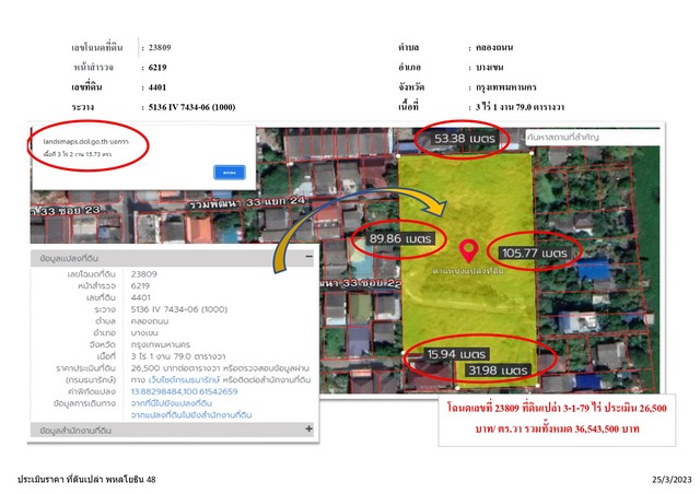 ขาย ที่ดินเปล่า ราคาถูก ต่ำกว่าราคาประเมิน พหลโยธิน 48 (ซ.สายหยุด)