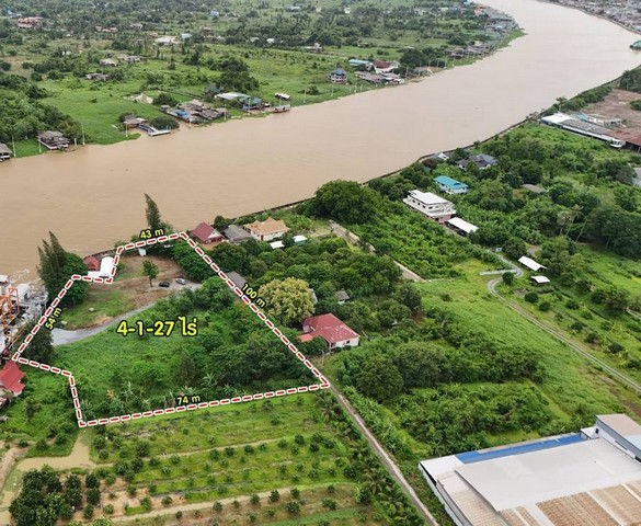 ขายที่ดินถมแล้ว ติดแม่น้ำเจ้าพระยาตรงข้ามเกาะเกร็ด ท่าอิฐ 4-1-27ไ